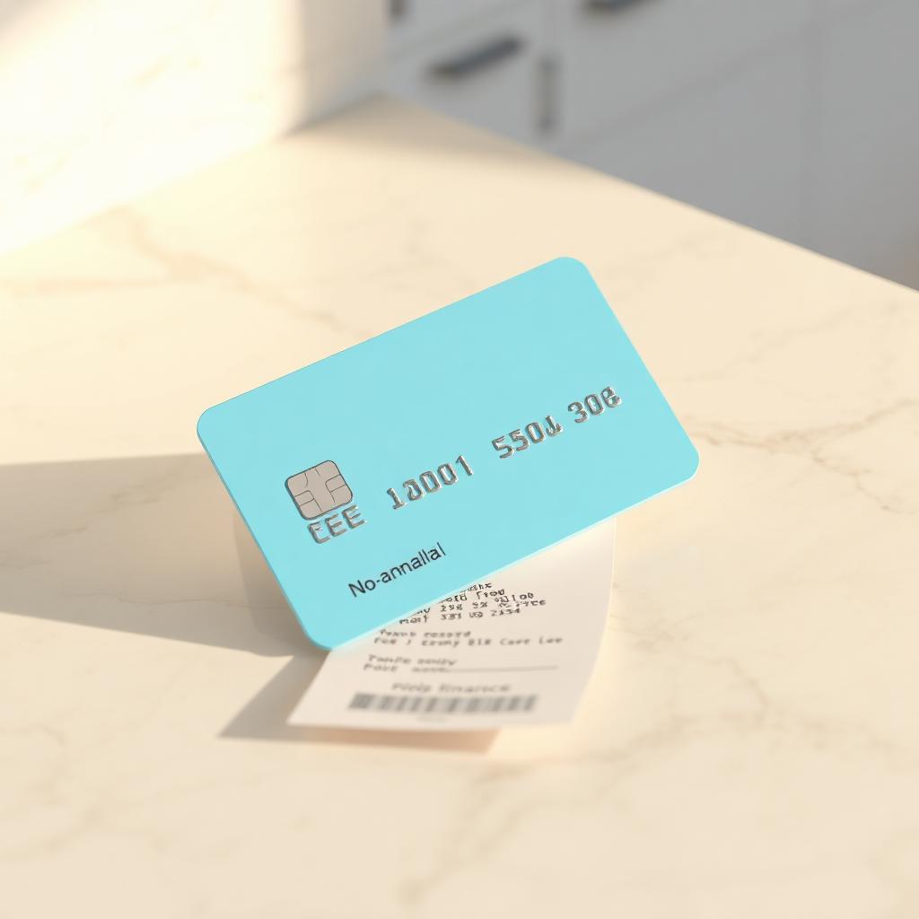 American Express Blue Cash Everyday Card — cinematic 3D product illustration on a studio backdrop (amex-blue-cash-everyday).