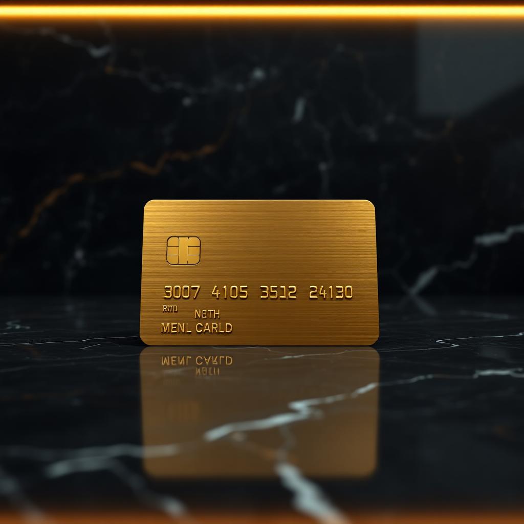 American Express Gold Card — cinematic 3D product illustration on a studio backdrop (amex-gold).